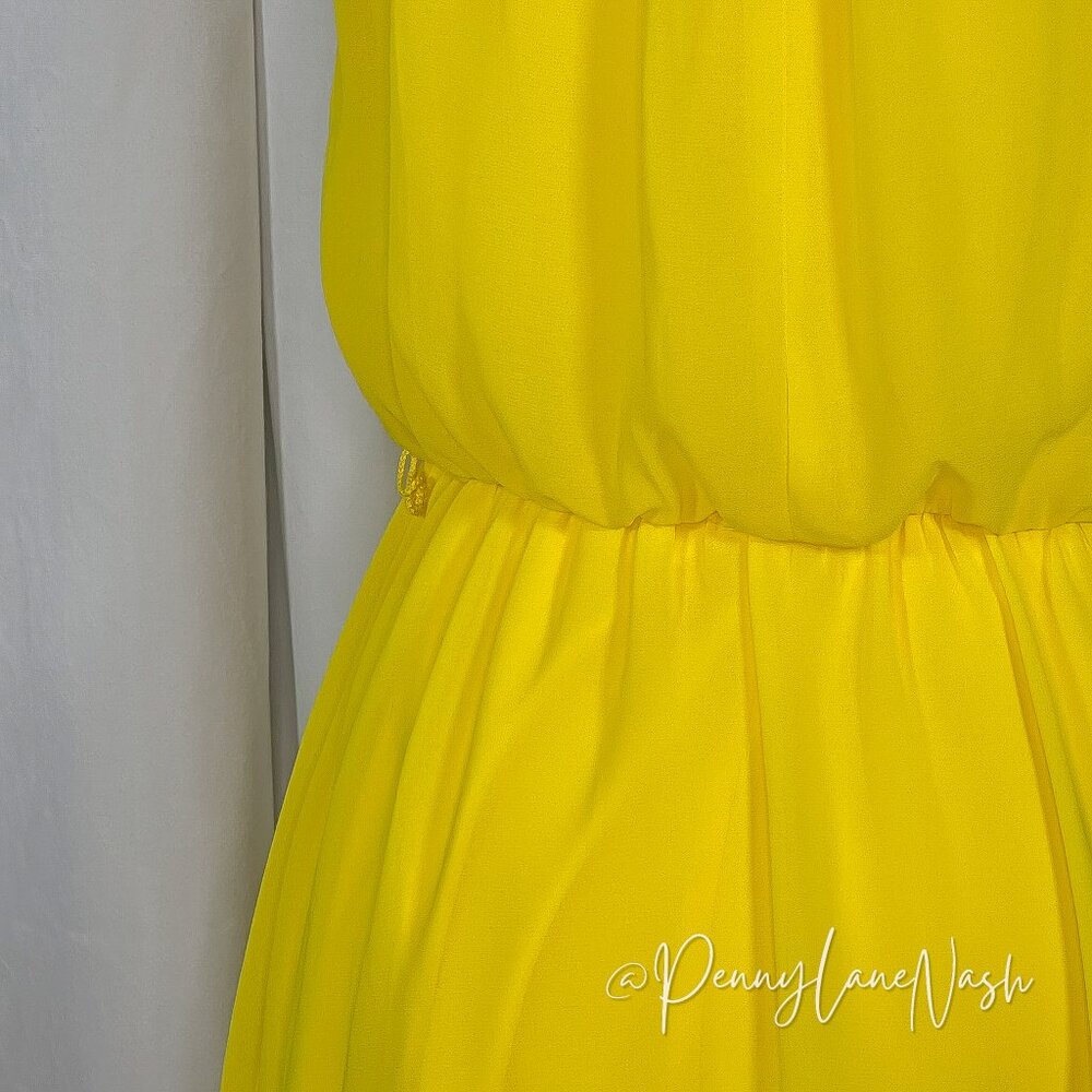 BCX Yellow Chiffon Halter Neck Mini Dress - Picture 10 of 11